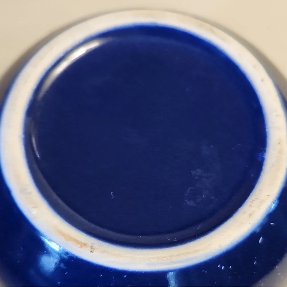 Blue White Speckled Ceramic Porcelain Canister Jar with Lid, Round 4.5 in